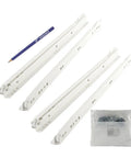 Heavy Duty 550mm Partial Extension Roller Drawer Rails For Smooth Glide And Overlying Mounting, Steel Construction In Cream White, 2 Pairs