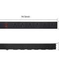 Wall Mount Power Strip With Six Wide Spaced Outlets And Built In Switch, Aluminum Alloy Mount Socket, side and front view