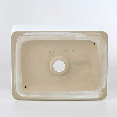 Underside view of Rectangular Ceramic Vessel Sink For Above Counter Vanity 16x12 Inch White Modern Art Basin Wash Basin