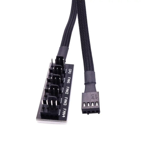 Five Way Fan Hub Splitter Cable For Desktop PCs PWM 4 Pin And 3 Pin Fans Power Extension Cord with multiple connectors