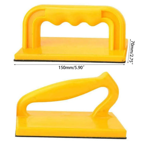Pair of yellow Safety Push Block Set For Woodworking And Router Tables Short Push Blocks with rubber bottom grip, 150mm x 70mm