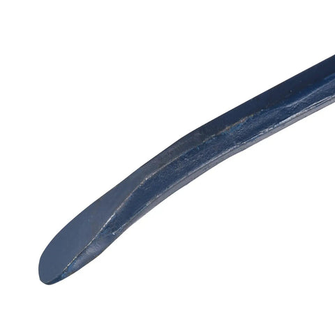 Close-up of angled chisel end of 15 Inch Wrecking Bar Pry Bar with hexagonal steel shaft for demolition and prying boards.