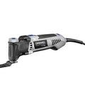 Pro Grade Corded Oscillating Multi Tool Kit 120V 3.5 Amp Power, Reconditioned with attached cutting blade in gray and black