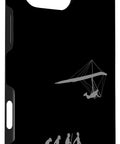 Dope Hang Glider Art iPhone 16 Pro Max case featuring the evolution of hang gliding graphic for outdoor flyers and aviation fans
