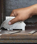 Person using Versatile Metal Thickness Gauge For Welding And Sheet Metal on a metal surface, showcasing its portable design and functionality.