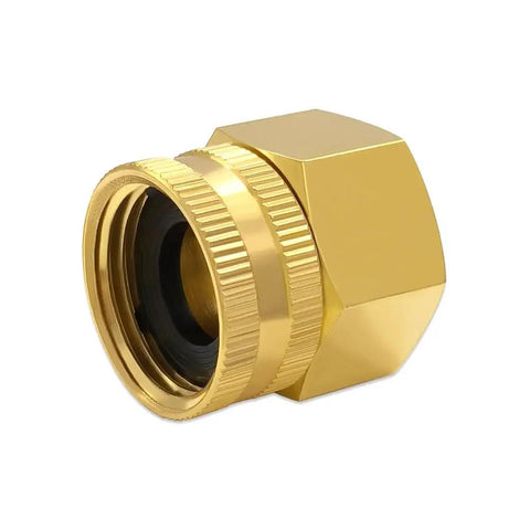 Brass Garden Hose Adapter 3/4 Inch NPT Female To 3/4 Inch GHT Female Connector Durable DIY Ready Outdoor Water Hose Fitting, brass