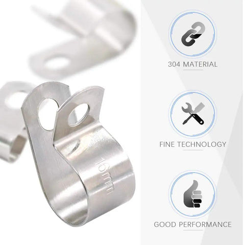 Close-up of 304 material Beefy Stainless Steel Cable Clamp Set 80 Pcs In Five Sizes, highlighting fine technology and performance.