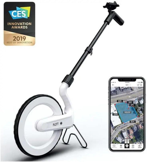 Digital Mapping Wheel With Integrated Spray Paint For Zero Sweat Yardage Tracking App Synced Distance Measuring Reading Feet Inches Yards Meters Curves Straight Lines Boss Level Precision Layout Tool