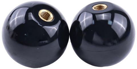 Two Pack M6 Threaded Ball Knobs Black 35mm Ball Top For Joystick Handles And Control Levers, Grip Ready And Durable