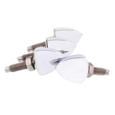 Chrome Bullet License Plate Fastener Caps 1 Inch Stud With M6 X 1.0 Threads Four Pack For Standard Plates Silver Finish Easy Install