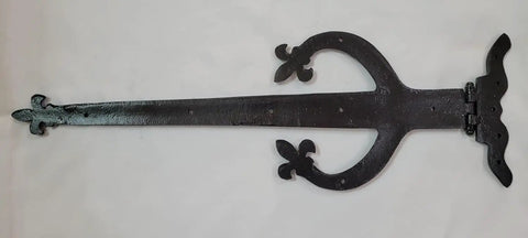 Twenty Two Inch Antique Rustic Cast Iron Door And Gate Hinges Black Faux Farmhouse Barn Shutter Cabinet Hardware For Outdoor Decor With A Dope Badass Vintage Vibe And Top Shelf Artisan Craftsmanship, showing detailed design.