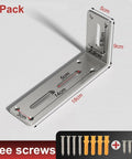Heavy Duty Stainless Steel L Corner Shelf Brackets Set, Right Angle Wall Mount Shelf Brackets, Adjustable, Waterproof And Rustproof
