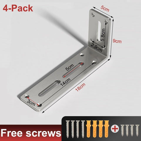 Heavy Duty Stainless Steel L Corner Shelf Brackets Set, Right Angle Wall Mount Shelf Brackets, Adjustable, Waterproof And Rustproof