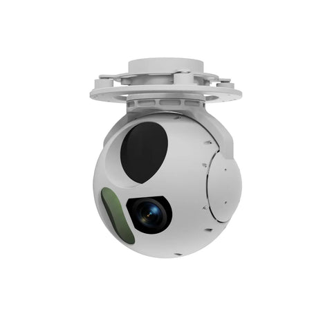 Dual Imaging Electro Optical Drone Pod with Thermal and Visible Light Cameras, 30x Optical Zoom, Laser Target Designator.