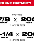 Thinking Process: machine capacity chart for drain cleaner cables, 7/8 inch x 200 feet and 1-1/4 inch x 200 feet