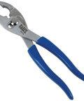 8-Inch Slip-Joint Pliers With Shear-Type Cutter for Precise Wire Cutting, serrated jaws, nickel-chrome finish, blue handles