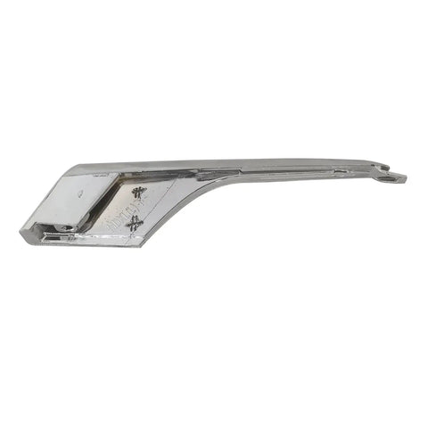 Premium Chrome Fog Light Molding Trim Strip For Tesla Model X Lower Bumper Accent Driver Side Bolt On Upgrade For Years 2016 To 2021 showing glossy finish and shape.