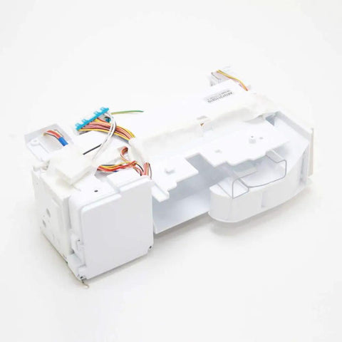 Genuine OEM Drain Hose For Washing Machines, Exact Fit Replacement Part, white plastic with electrical wiring, angled view