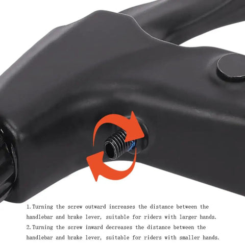 Close-up of adjustment screw on Universal Aluminum Bicycle Brake Lever Set For Mountain And Road Bikes 3-Finger V-Type Handle