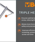 Pro Grade Metric Hex Keys Set Of 6 With Sliding T Handle For Quick Spin And High Torque L Handle Adjustment, 2.5mm To 8mm