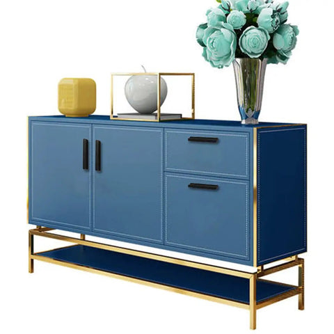 Beefy Aluminum Cabinet Handle Set 1000mm Length Black Edge Pulls for blue cabinet with decorative items on top