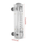 Glass Panel Liquid Flow Meter For Water 0.2-2 GPM And 1-7 LPM with clear dial and glass body showing measurement scale