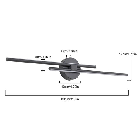 Dimmable Modern LED Vanity Light Fixture For Bathroom Wall Mount, 31.5 Inch Mirror Vanity Lighting Fixture, Black Finish, Adjustable Brightness From 10 To 100 Percent, Ideal For Bathroom, Bedroom, Makeup, And Living Room