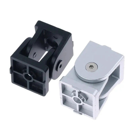 Black and silver Heavy Duty Aluminum Profile Hinges With Adjustable Angles For 20 30 40 Series Profiles Zinc Alloy Industrial Connector Soft Close Damping For Silent Anti Slam Cabinet Doors