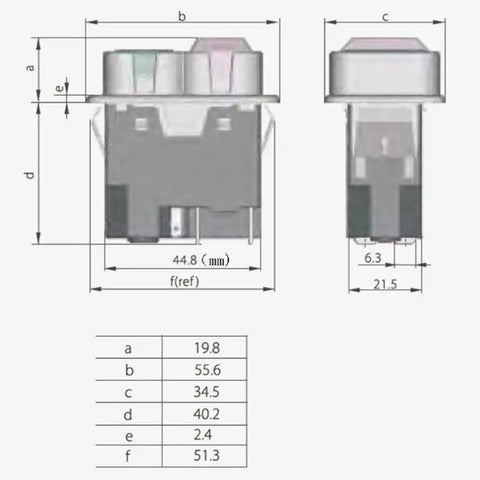 Technical diagram of Industrial 120V 16A Four Pin Push Button Switch With Waterproof PVC Cover For Power Tools Saw Drill Grinder Cutting Machine On Off Half HP Overload And Undervoltage Protection with dimensions.