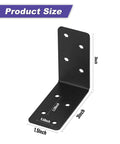 20 Pack Heavy Duty Steel L Brackets 3x3x1.5 Inch Black Powder Coated 90 Degree Right Angle Joist Shelf Brackets with size dimensions