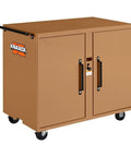 Heavy Duty Rolling Workbench Rig With Solid Heavy Gauge Steel Top And Watchman Iv Security Lock For Secure Garage Shop Tool Storage and Serious Diy Build Projects, compact mobile storage unit.