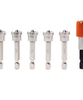 Kickass Six Piece PH2 Magnetic Drywall Screw Bit Set With Exact Depth Stop Collar For Sheetrock Gypsum Plasterboard Heavy Duty Professional Grade Install Tool Kit showing six precision PH2 bits and quick change sleeve.