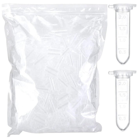 BKMAMLAB 2ml microcentrifuge tubes, 100-pack EO-sterilized plastic vials with caps in a clear bag