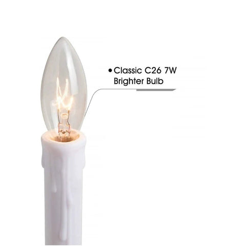 25 Pack Clear Torpedo Tip Candelabra Bulbs 7W 120V Lit Warm White 2700K For Electric Window Candles Chandeliers And Lamps With E12 Base Replacement Light Bulbs showing single bulb detail