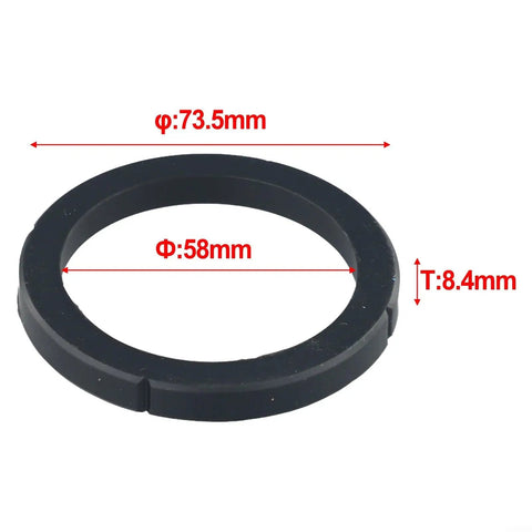 Espresso Machine Brewing Head Sealing Ring Set For Group Head Gasket, Heat Resistant Silicone, Black, 2-Pack, shown with dimensions