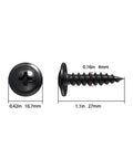 250 Count Black Truss Head Wood Screws 1 Inch Self Tapping Carbon Steel With Black Phosphate Coating, dimensions shown