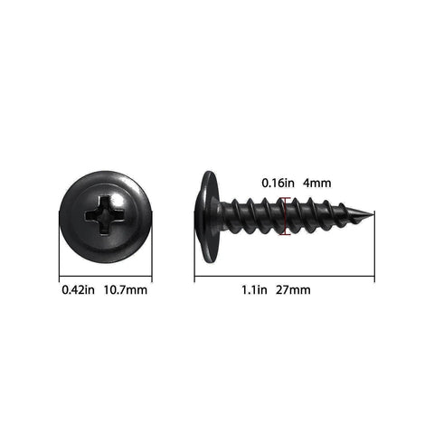 250 Count Black Truss Head Wood Screws 1 Inch Self Tapping Carbon Steel With Black Phosphate Coating, dimensions shown