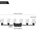 4 Light Vintage Bath Vanity Light In Matte Black Finish With Seeded Glass Shade Farmhouse Industrial Wall Sconce with dimensions