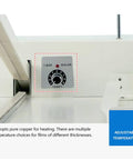 Close-up of adjustable temperature control on Heavy Duty Shrink Wrap Machine With Adjustable Speed And Built-In Heat Gun.