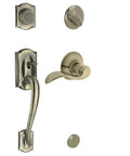 Camelot Inactive Handleset With Accent Right Handed Lever In Antique Brass Finish For Non Locking Dummy Door Hardware Display