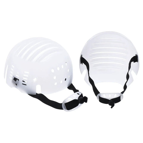 Two Pack PE Lined Bump Cap Inserts For Head Protection, Lightweight Universal Baseball Hard Hat Inserts With Adjustable Strap, White, Fits 58 To 62 Cm Heads, 180mm L x 190mm W x 105mm H