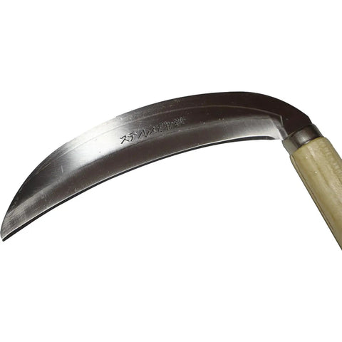 Close-up of Grass Sickle With Sharp 7.7 Inch Stainless Steel Blade Lightweight Gardening And Harvest Tool For Weeding Lawn Edges