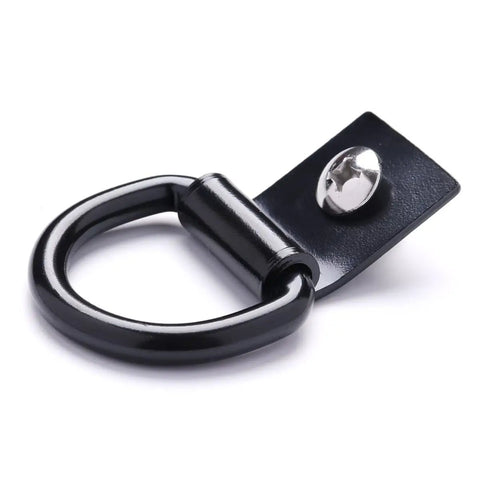 Rock Solid D Ring Tie Down Anchors Quarter Inch Heavy Duty Steel Load Holders Surface Mount Kit with Screws close-up view.