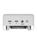 Rear view of the Grab This Top-Shelf Aluminum U.2 NVMe SSD Enclosure USB4 V2 showing USB ports and power switch.