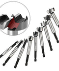8mm hex-shank hinge-boring drill bit set in high-carbon steel for wood and plastics