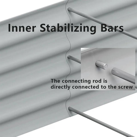 Inner stabilizing bars of Galvanized Raised Garden Bed 8x2x2 Feet For Outdoor Vegetable Garden, showing rods and screws.