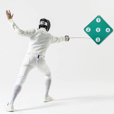 Fencer practicing with Dope Dual Sided Rubber Fencing Training Target Wall Mounted For Indoor And Outdoor Use Lightweight Practice Equipment Epée Target Board For Precision Drills And Skill Building