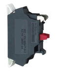 Side view of 4 Pack ZBE1025 Single Contact Block With Spring Clamp Terminal 1 NC Silver Alloy Housing