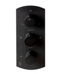 HomeStock Modern Thermostatic Shower System with Separate Temperature & Pressure Controls, Matte Black Finish control panel with knobs