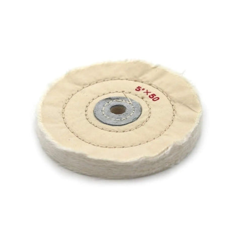 5 Inch 50-Ply Cotton Polishing Wheel With 10mm Arbor Bench Grinder Buffer For Shiny Metal And Wood Finishing Jobs side view